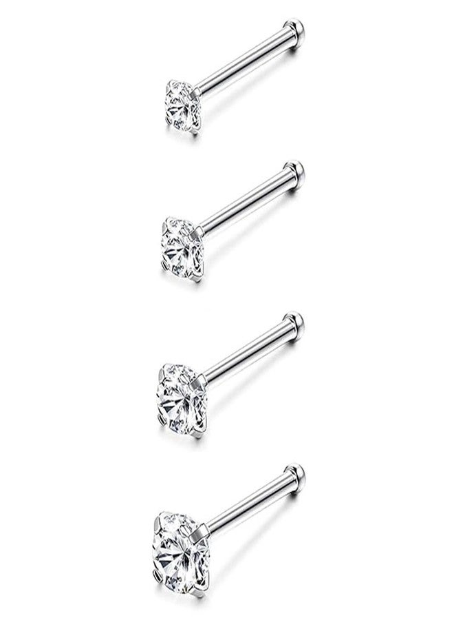 SEEDRILL G23 Titanium 20g Nose Rings Studs for Women Men,Hypoallergenic Nose Piercings Jewelry 1.5/2/2.5/3mm CZ L Shape Nose Rings 20 Gauge Straight Nose Studs Corkscrew Nose Screw Studs Silvery - Image 1